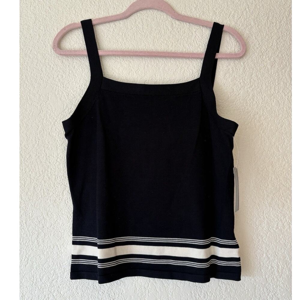 NWT Lauren Ralph Lauren Black And Cream Silk Square Neck Tank Top Size Medium